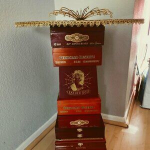 Suenos de Saundra Upcycled Rare Leather Rose Cigar Box Table ONLY LOCAL PICKUP